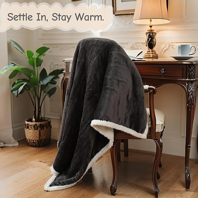 Electric Heated Blanket Queen Size 84"x90", Soft Flannel with Dual Controllers & Overheat Protection, 6 Adjustable Heat Settings & 10-Hour Auto-Off Timer, Fast Heating for Winter Comfort, Dark Gray