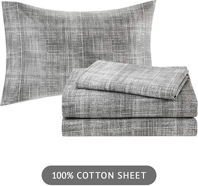 Madison Park Essentials Twin Comforter Set, Bed in a Bag Twin, Watercolor Print Coastal Comforter & Chambray Cotton Sheet Set, All Season Bedding Set, Saben, Aqua Twin (68 in x 86 in) 7 Piece