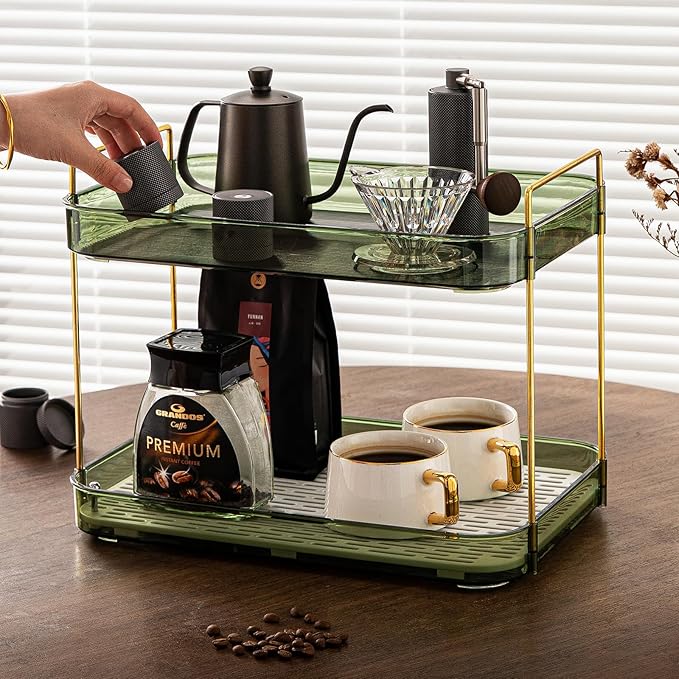 Seoneiro Whiskey Tray, Glass Cup Rack, Mug Holder, Coffee Cup Organizer, Bathroom Countertop Organizer with Drain Board Wine Glass Decorative, Food Tray, Kitchen Spice Rack