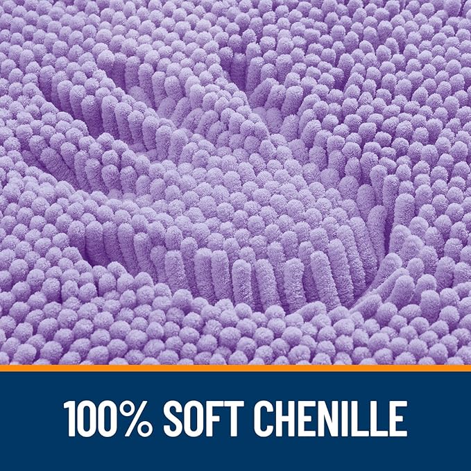 OLANLY Bathroom Rugs 47x24, Extra Soft Absorbent Chenille Bath Rugs, Rubber Backing Quick Dry, Machine Washable Bath Mats for Bathroom Floor, Tub and Shower, Home Decor Accessories, Lavender