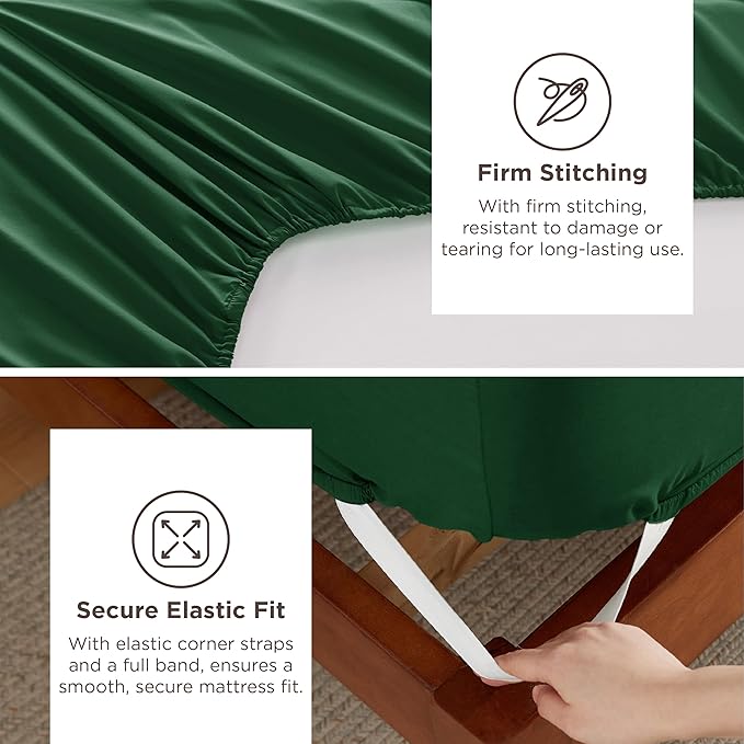 Bedsure Deep Pocket Queen Sheets Set - Fits Mattresses Up to 21 Inches Thick - 4 Piece GentleSoft Bed Sheets, Moisture Wicking, Soft & Cooling Bedsheet & Pillowcases, Easy & Secure Fit, Emerald Green