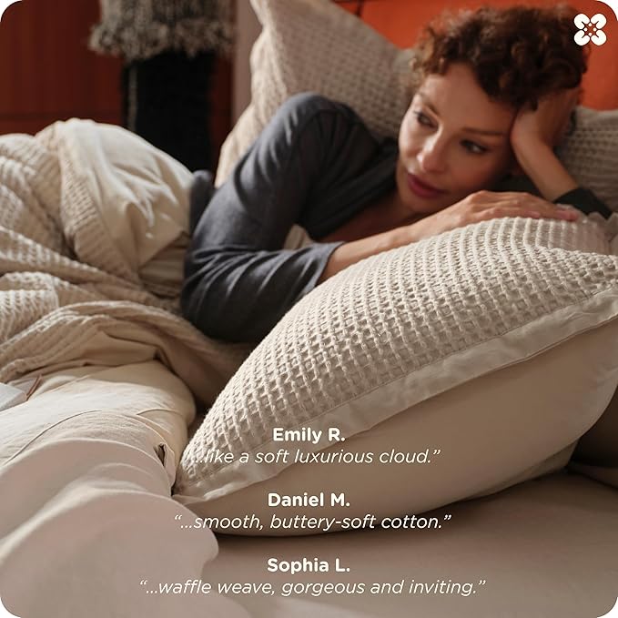 Bedsure Cotton Duvet Cover Set - 100% Cotton Waffle Weave Khaki Duvet Cover California King Size, GentleSoft™ and Breathable Cal King Tan Bedding Set for All Season, 3 Pieces, 104"x98"