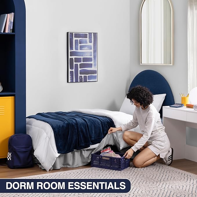 Bed Skirt Twin/Twin XL Bed Skirt Wrap Around Ruffled Box Spring Cover, Easy Install, Washable 15" Drop Elastic Dust Ruffle by Casual Living, 39-inch x 75-inch, Grey