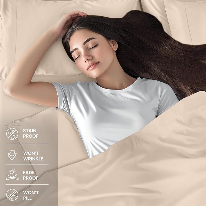 Utopia Bedding Full Sheet Set – 4 Piece Bed Sheets for Full Size Bed, Soft and Breathable Microfiber, Includes 1 Fitted Sheet, 1 Flat Sheet and 2 Pillowcases (Beige)