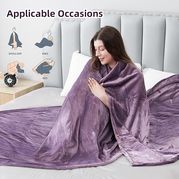Electric Heated Blanket Full Size 72"x 84", Super Cozy Soft with 6 Heat Levels & 10 Hours Auto of, Quick Heating for Bedroom Living Room Machine Washable, Purple