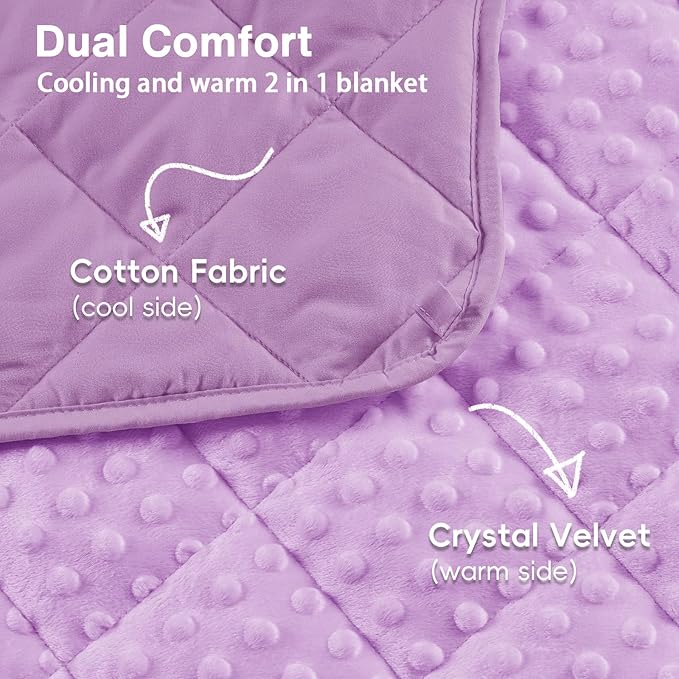 yescool Weighted Blanket 3 lb Light Purple Small Weighted Lap Blanket for Boys and Girls, Cooling Weighted Throw Blankets Minky Heavy Blankets, for 20-45lbs, 36 * 48in