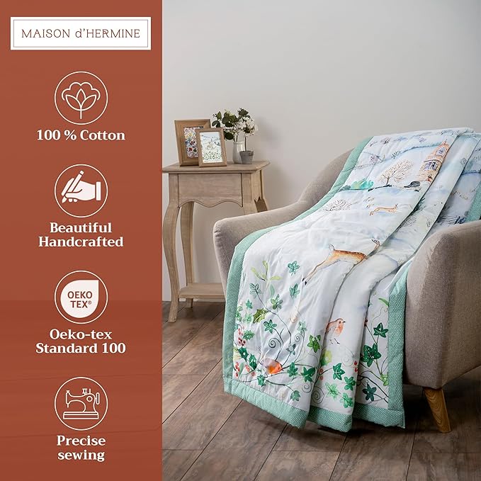Maison d' Hermine Throw Blanket for Couch Lightweight Soft Warm Breathable Cotton Throw Blankets for Bed Girls Boys Women Men Gifts Sofa Travel Living Room Chair Bedding (50"x60", Snowy World)