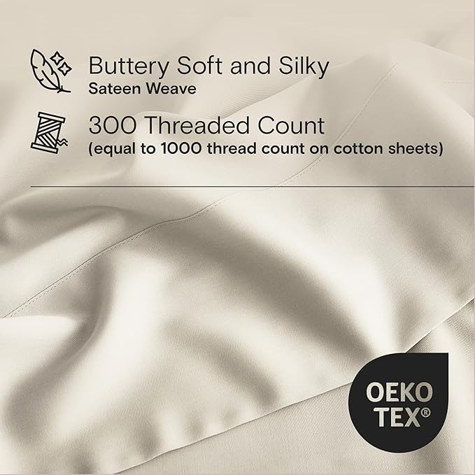 DOZ Duvet Cover Set, 100% Viscose derived from Bamboo, Organically Grown, Buttery Soft, Cooling Duvet Covers, High GSM, 1 Duvet Cover and 2 Pillowcases, 90"x90" (Sand, Full/Queen)