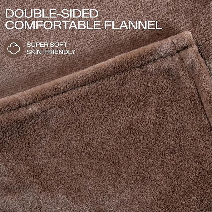 Heated Blanket Twin Size, Electric Blanket with 1-10 hrs Timer Auto-Off & 8 Heating Levels, Double-Layer Flannel Heating Blanket with ETL Certification, Machine Washable (62”x 84”, Brown)