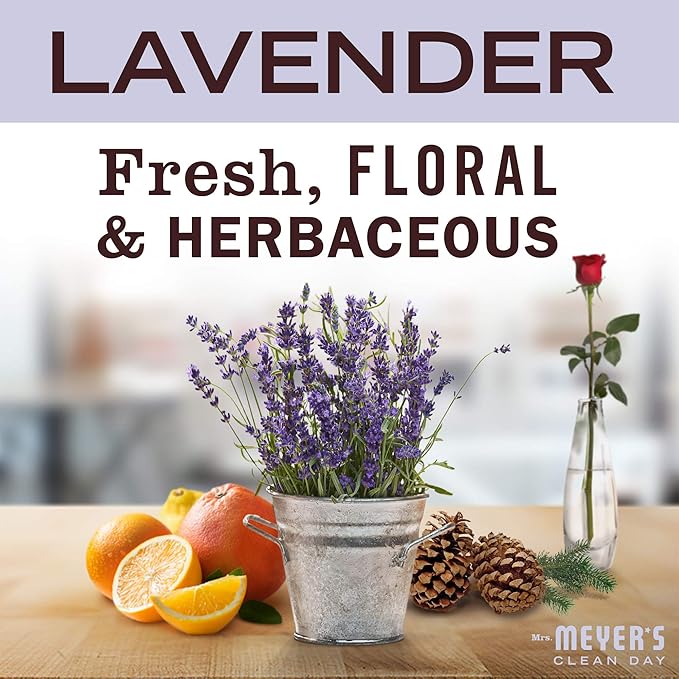 MRS. MEYER'S CLEAN DAY Soy Aromatherapy Candle, 25 Hour Burn Time, Made with Soy Wax and Essential Oils, Lavender, 4.9 oz