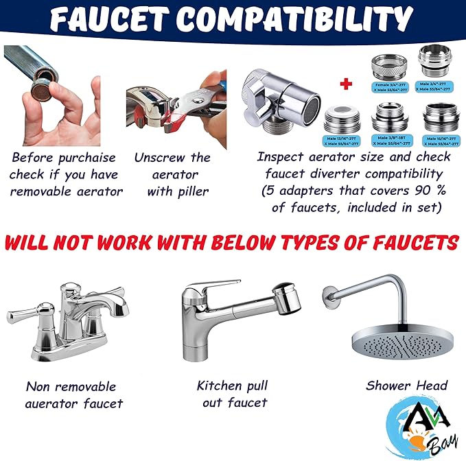 AVAbay® Sink Faucet Handheld Bidet Sprayer for Toilet I Bidet Attachment for Warm & Cold Water I Long 80" Hose Perfect for Feminine Hygiene, Cloth Diaper, Bathroom Toilet Cleaning