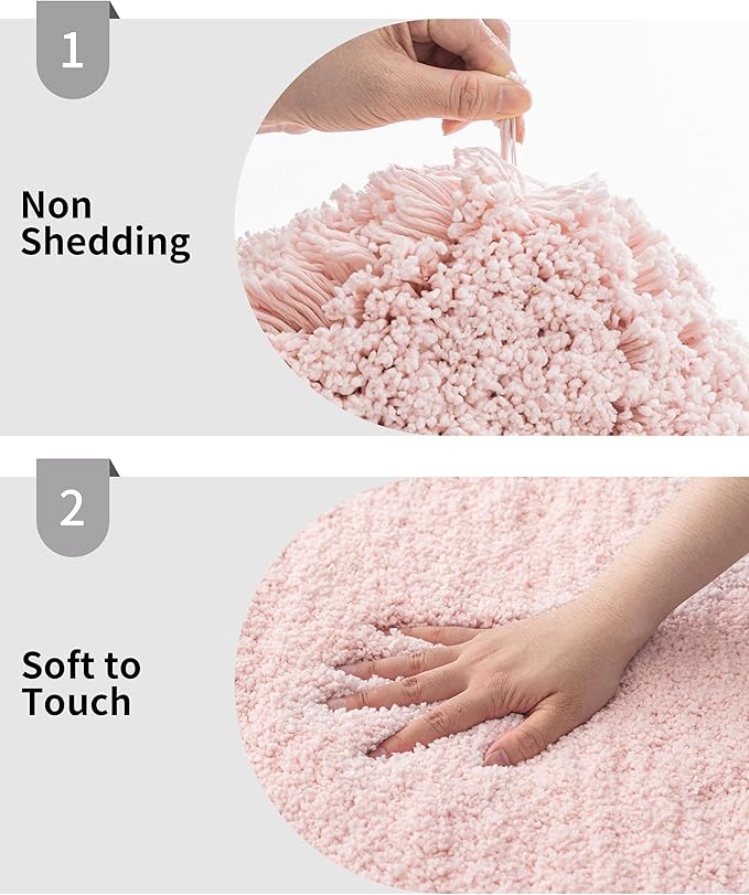 Bathroom Rug 20x32 Non Slip Fluffy Pink Bath Mat for Bathroom Floor Washable Plush Luxury Bath Rug for Tub Soft Shaggy Absorbent Shower Sink Mat