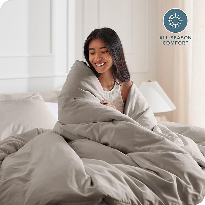 Bare Home Bedding Duvet Cover California King Size - Premium 1800 Super Soft Collection - Lightweight, Cooling - Soft Breathable Bedding Duvet Cover (Cal King, Khaki)