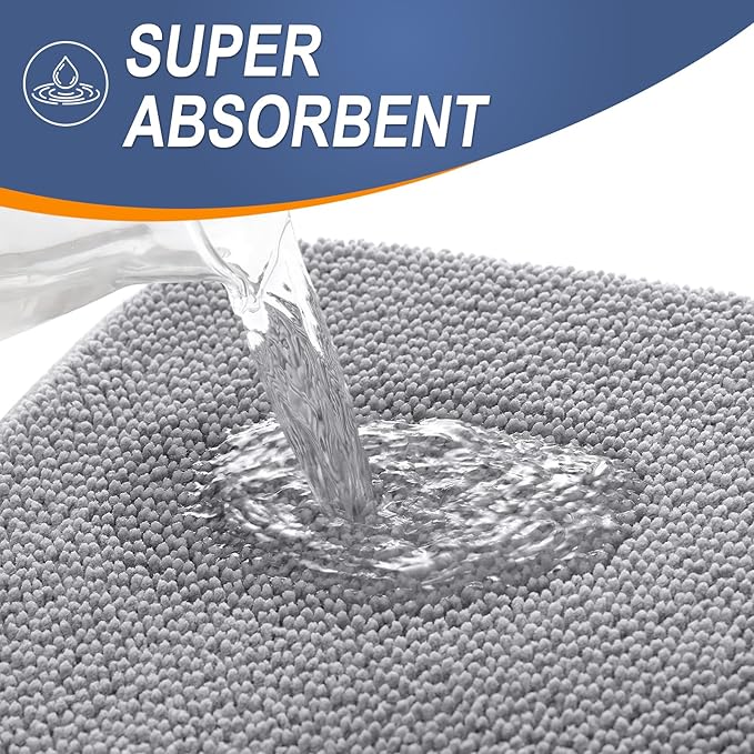 OLANLY Thick Memory Foam Bath Mat Rug 40x24, Extra Soft Absorbent Bathroom Rugs, Quick Dry Bath Mats, Non-Slip, Machine Washable Carpet for Bathroom, Tub and Shower, Home Decor Accessories, Grey