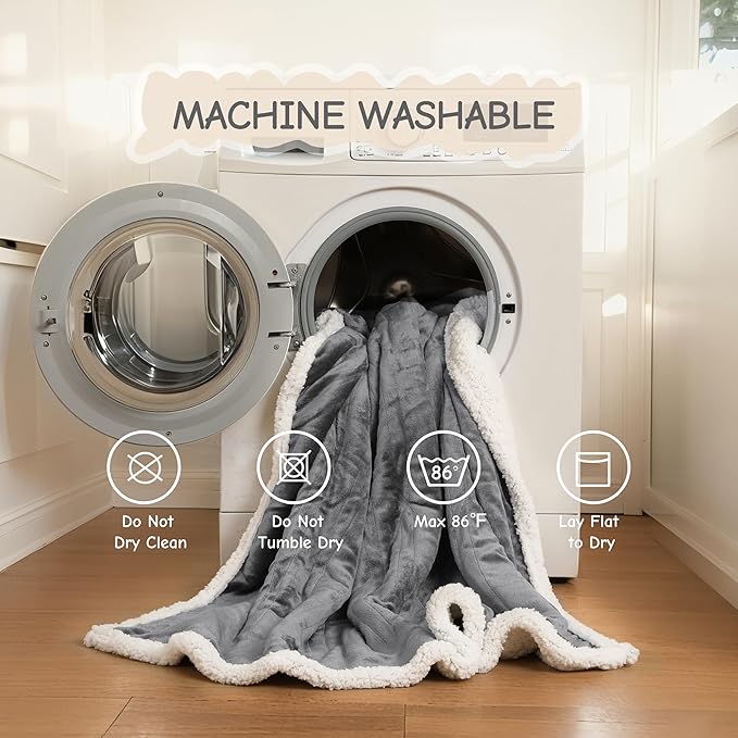 Electric Heated Blanket Queen Size 84"x90", Soft Flannel with Dual Controllers & Overheat Protection, 6 Adjustable Heat Settings & 10-Hour Auto-Off Timer, Fast Heating for Winter Comfort, Light Gray