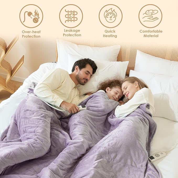 EHEYCIGA Heated Blanket Electric Blanket Twin - Heating Blanket with 9 Heating Levels & 10 Hours Auto Off, Soft Cozy Sherpa Washable Blanket with Fast Heating, 62 x 84 Inches