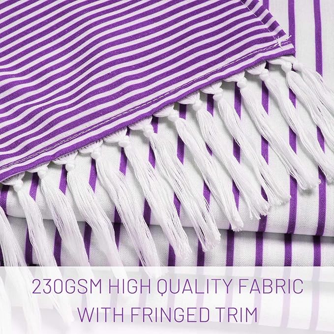 Awellife Boho Purple Shower Curtain for Bathroom Stripe Tassel Shower Curtain 72 X 72 Inches Farmhouse Cotton