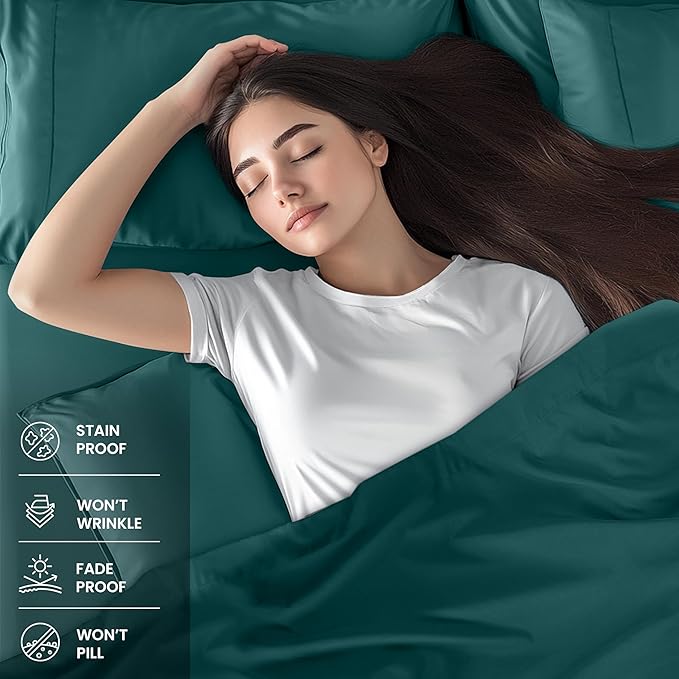 Utopia Bedding Queen Bed Sheets Set - 4 Piece Bedding - Brushed Microfiber - Shrinkage and Fade Resistant - Easy Care (Queen, Teal)