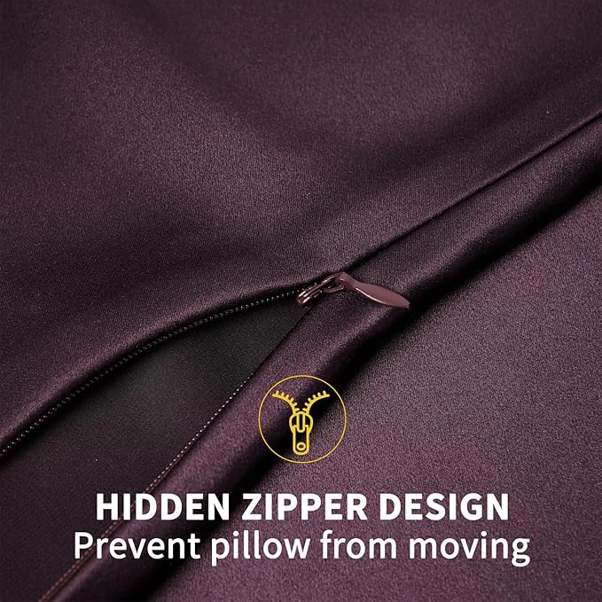 ZIMASILK 100% Pure Mulberry Silk Pillowcase for Hair and Skin Health,Soft and Smooth,Both Sides Premium Grade 6A Silk,600 Thread Count,with Hidden Zipper,1pc (King 20''x36'',Eggplant Purple)