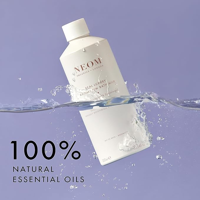 Neom De-Stress Real Luxury Magnesium Bath Milk, 10.14 Oz I 100% Natural Lavender, Jasmine and Sandalwood I Relieve Sore, Tired Muscles I Milky Texture I Relaxing