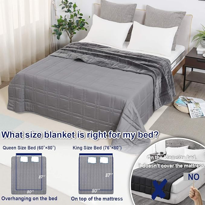 OMYSTYLE 15lb Weighted Blanket Queen Size(80''x87'', Double-Sided), Warm Short Plush and Cool Tencel Fabric Reversible Weighted Blanket for Adult - Carry Bag Included