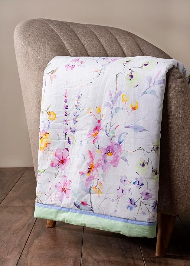 Maison d' Hermine Throw Blanket for Couch Lightweight Soft Warm Breathable Cotton Throw Blankets for Bed Girls Boys Women Men Gifts Sofa Travel Living Room Chair Bedding (50"x60", Summer Floral)