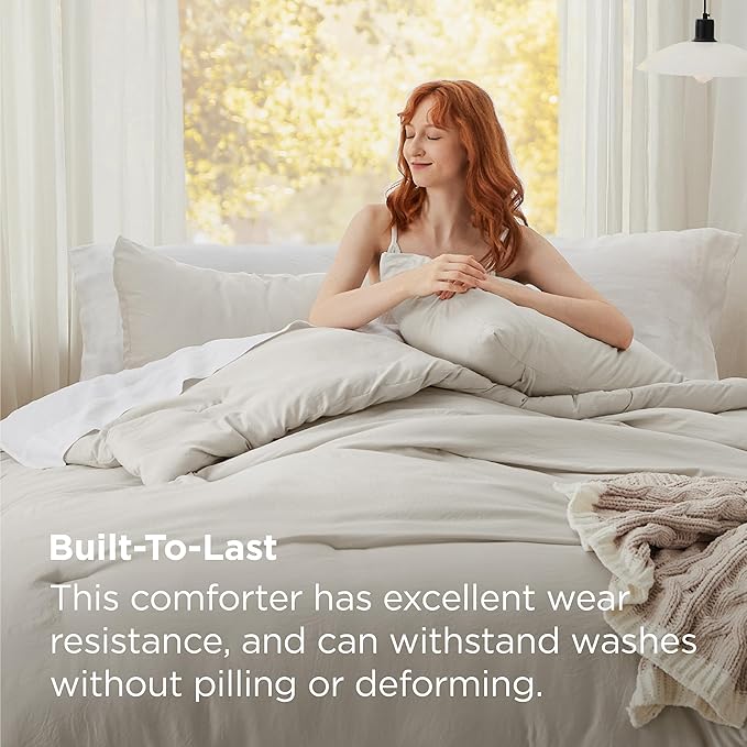 Bedsure California King Size Comforter Set, Beige Soft Prewashed Bedding for All Seasons, 3 Pieces GentleSoft™ Down Alternative Bed Set, 1 Lightweight Comforter (104"x96") and 2 Pillowcases (20"x36")