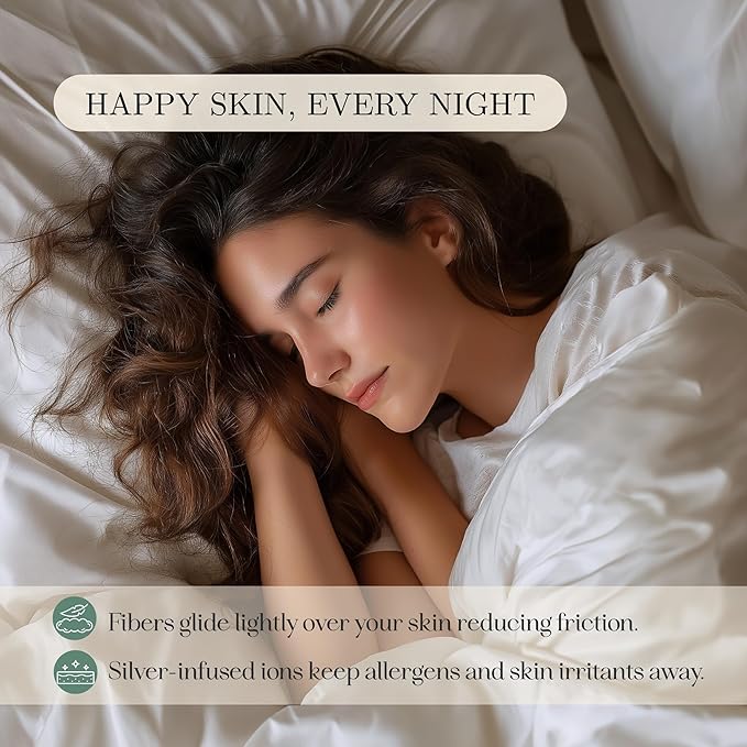 CASILVA Eucalyptus Sheets - Infused with Silver for Anti-Odor, Softer Than Silk Fibers, More Cooling Than Cotton - Perfect for Hot Sleepers & Sensitive Skin - 100% Tencel Lyocell - King Sheet Set