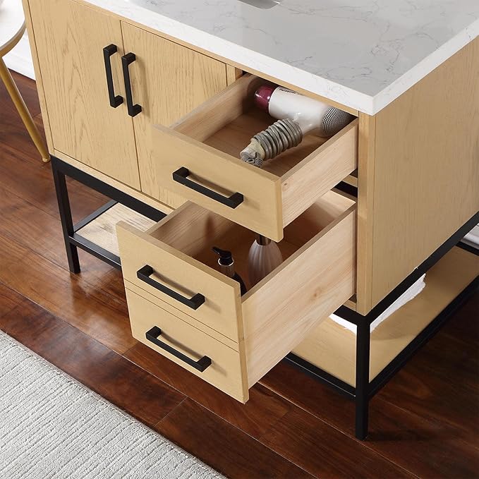 Wildy 36" Single Bathroom Vanity Set in Black Oak Without Mirror