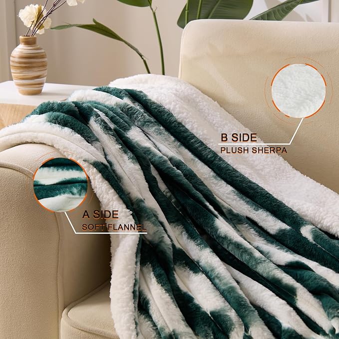 Heated Blanket Full - 72"x84" Fast Heating Bed Electric Blankets with 6 Heating Levels & 10 Hours Auto Off, Soft Ribbed Faux Fur Sherpa, Over-Heated Protection ETL, Dark Green