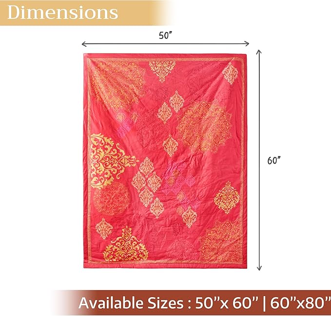 Maison d' Hermine Throw Blanket for Couch Lightweight Soft Warm Breathable Cotton Throw Blankets for Bed Girls Boys Women Men Gifts Sofa Travel Living Room Chair Bedding (50"x60", Versailles)