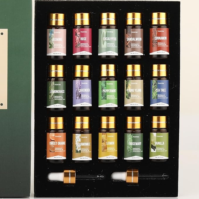 Essential Oils by FUHITIM,15 Pcs Essential Oil Set - for Diffuser, Massage, Fragrance Oil Scent for DIY Candle and Soap Making (15 * 5ML)