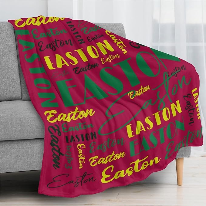 Name Blanket Personalized Blanket for Adult Kids Flannel Customize Throw Blanket Custom (Color 15, 40 x 50 Inches)