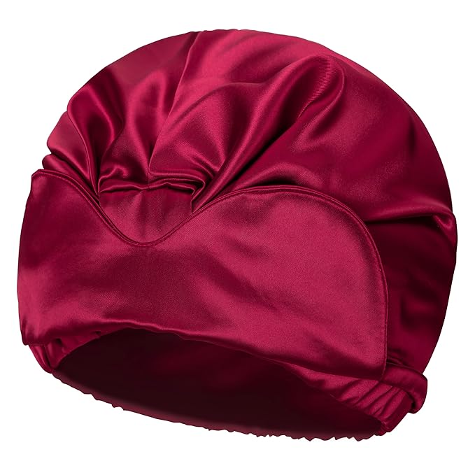 Red Satin Bonnet Silk Hair Bonnet For Sleeping Adjustable Double Layer Satin Silk Bonnet For for Natural & Curly Hair