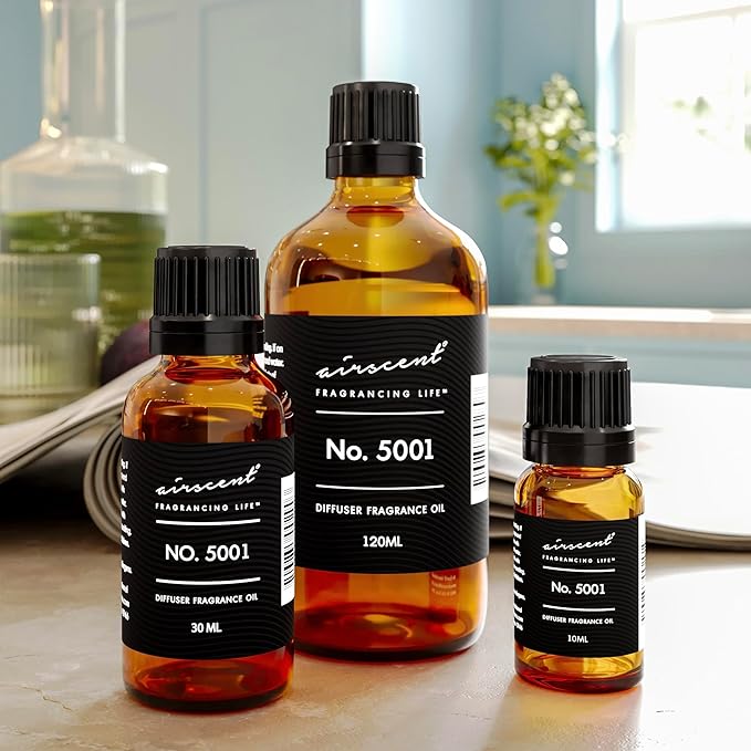 AirScent Baccarat Rouge Inspired Diffuser Oil - Perfume Dupe - Premium Fragrance Oil No. 5001 for Ultrasonic and Waterless Diffusers and Crafting - 120 mL, 4 fl oz Glass Dropper Bottle