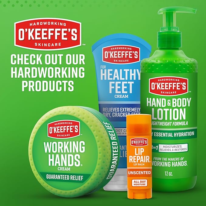 O'Keeffe's Working Hands Hand Cream for Extreme Dryness - 3.4 oz Jar (1 Pack) - Repairing Skincare for Cracked, Dry Hands