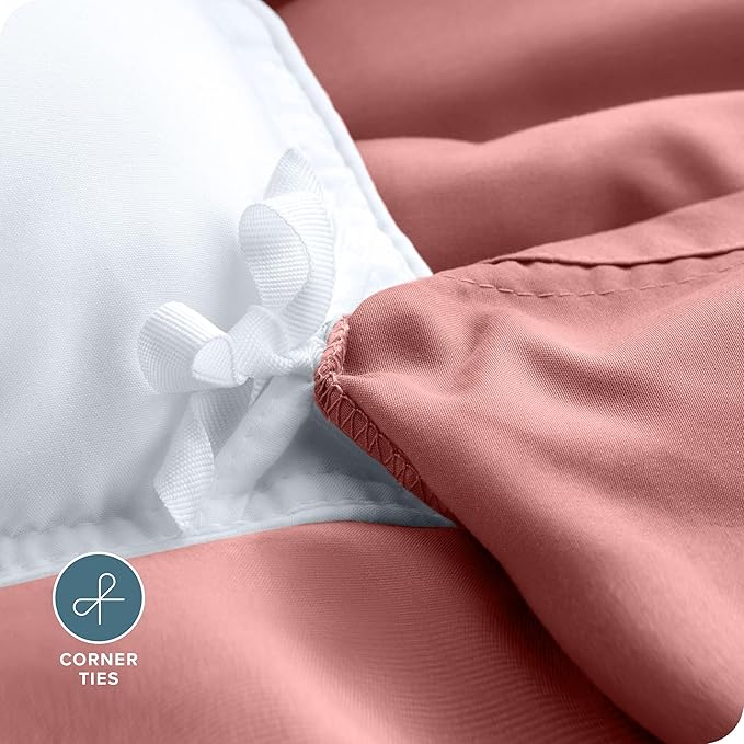 Bare Home Bedding Duvet Cover Queen Size - Premium 1800 Super Soft Collection - Lightweight, Cooling - Soft Breathable Bedding Duvet Cover (Queen, Dusty Rose)