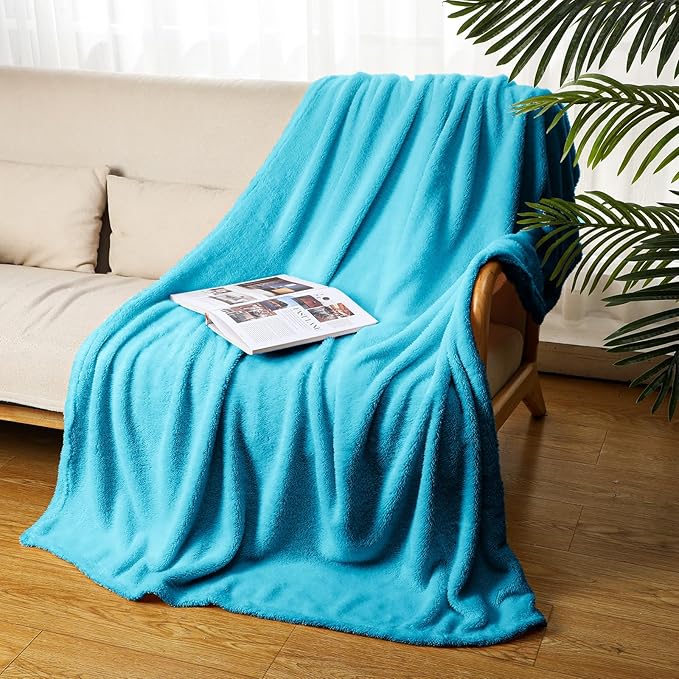 Tinideya 6 Pack Sherpa Fleece Throw Blankets Bulk 50"x 60" Soft Plush Wedding Throw Blankets for Couch Sofa Spa Sleepover Party Favor Supplies Travel Guest Room Home Decor (Blue)