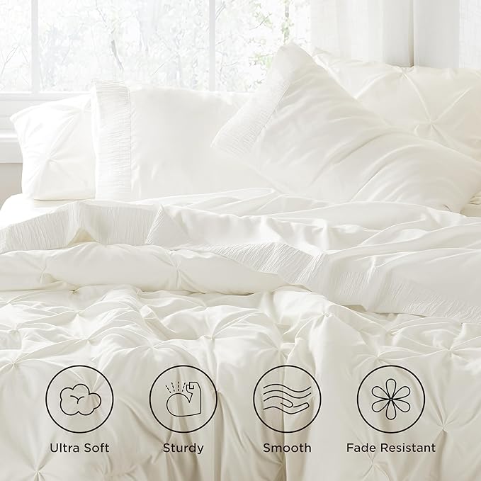 Bedsure Queen Sheet Set - 4 Pieces Soft Queen Size Sheets - Breathable & Cooling - Hotel Luxury - Easy Care Polyester Microfiber Bedding for Women, Men, Ivory