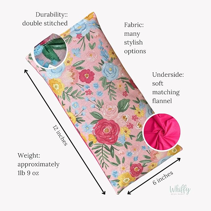 Microwave Heating Pad Flax Seed, Scented Unscented, Good for Back Pain Cramps, Moist Heat Therapy Ice Pack, Microwavable Bean Bag, 6" x 12" (Blue Vintage Floral, Chamomile)