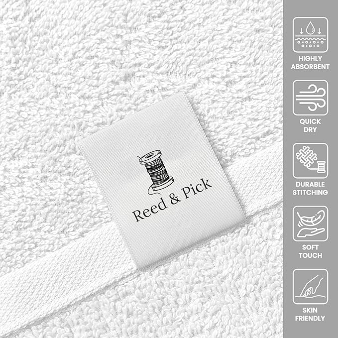 Reed&Pick Salon Towels – 50 Pack White Hand Towels 100% Cotton Spa Towel – 16x27 inches Highly Absorbable Facial, Gym, Hair, Face, Bulk Small Towels