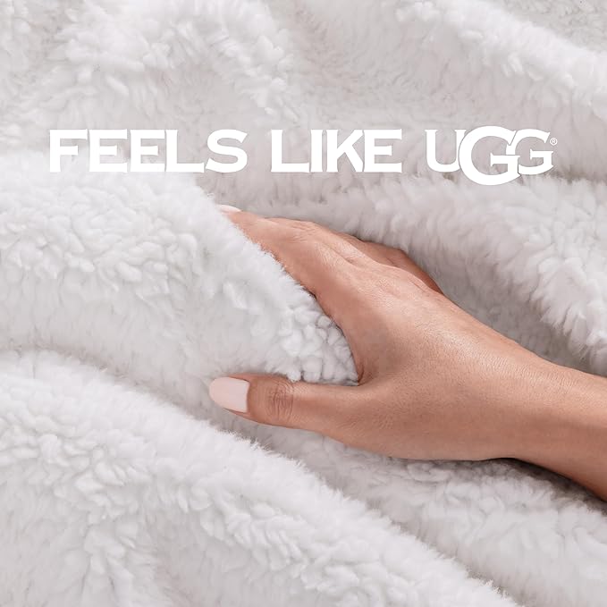 UGG Bliss Throw Blanket Plush Soft Fleece Fluffy Blankets for Bed or Couch Oversized Warm Reversible Machine Washable Medium Weight Home Decor Giftable Throw, 50-inch x 70-inch, Imperial Blue