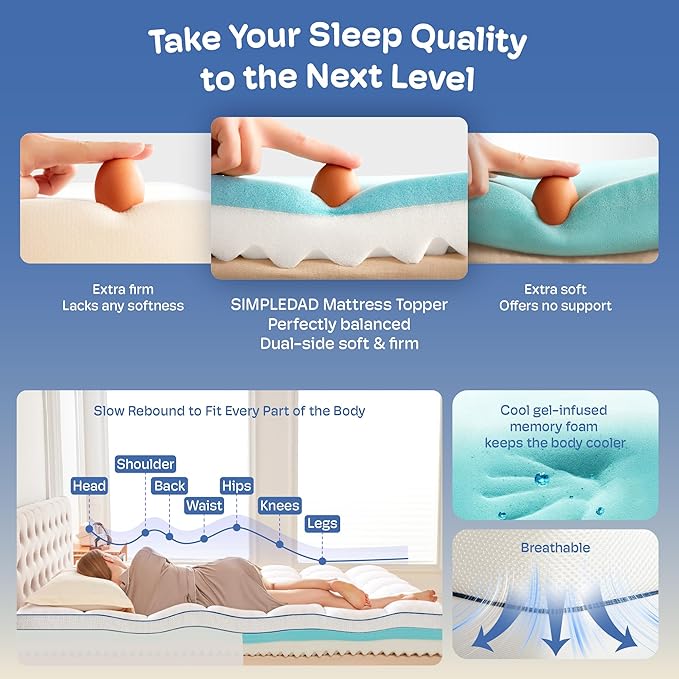 King Mattress Topper, 4.5 Inch Memory Foam Mattress Topper for Back Pain & Pressure Relief - 2.5" Cooling Memory Foam Soft and Supportive + 2" Pillow Top Mattress Pad Cover, with 8-21" Deep Pocket