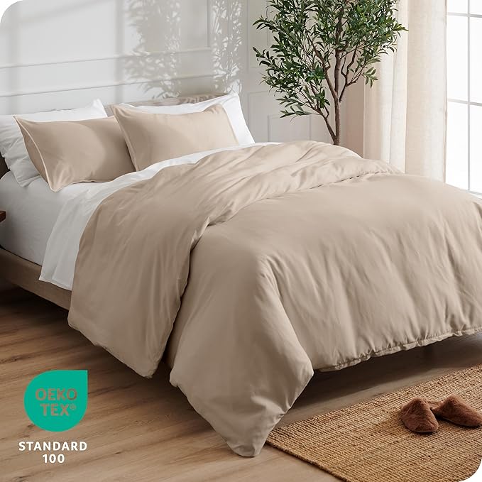 Bare Home Bedding Duvet Cover Queen Size - Premium 1800 Super Soft Collection - Lightweight, Cooling - Soft Breathable Bedding Duvet Cover (Queen, Pebble)