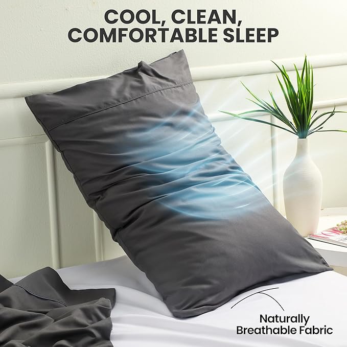 Pillow Covers by Utopia Bedding - King Size 2-Pack – Soft Brushed Microfiber – Perfect for Hospitals, Hotels, Guest Rooms – Oeko-TEX Certified, 20x40 Inches (Grey)