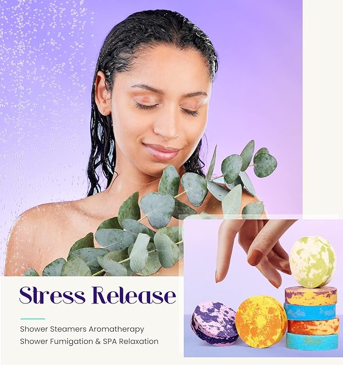 POPCHOSE Christmas Gifts for Women - Shower Steamers Aromatherapy 8 Pack with Gift Box, Self Care Spa Gifts for Mom, Men, Dad, and Teens - Relaxing Stocking Stuffers for Thanksgiving, Birthday