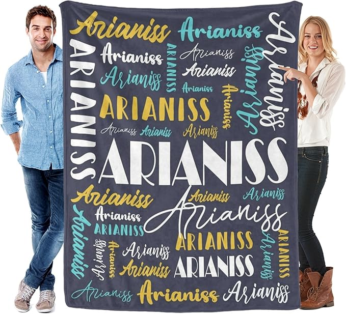 Name Blanket Personalized Blanket for Adult Kids Flannel Customize Throw Blanket Custom (Color 09, 30 x 40 Inches)