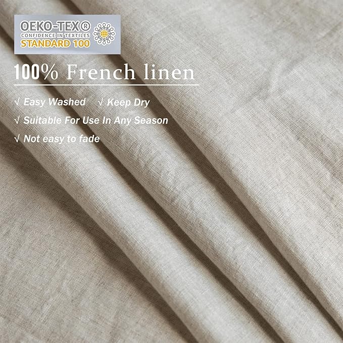 XZ XIFA Linen Duvet Cover Queen Size,100% Natural French Flax, Breathable & Durable Bedding, Farmhouse Cooling Duvet Cover Sets 3pcs-1 Duvet Cover and 2 Pillowcases(Queen Size, Linen)