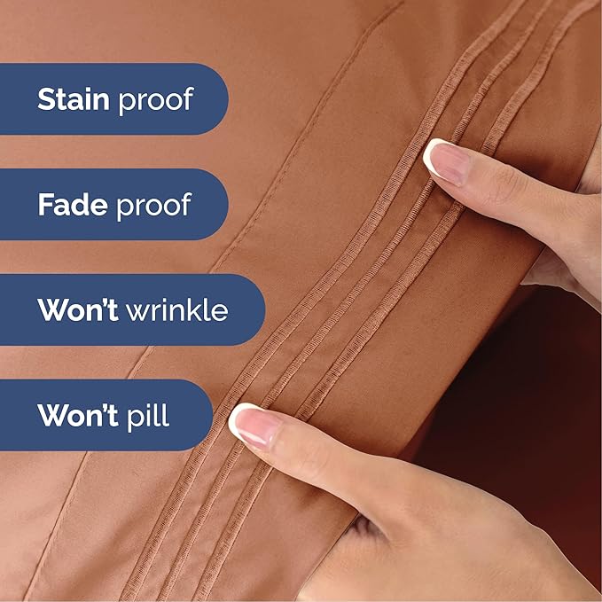 Cal King Size 4 Piece Sheet Set - Extra Soft, Breathable & Cooling - Hotel Luxury Durable Bed Sheets for Women & Men - Deep Pockets, Easy-Fit & Wrinkle-Free - Warm Peach Oeko-Tex
