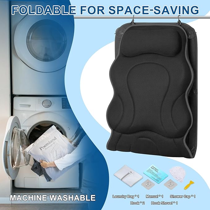 Luxury Full Body Bath Pillows for Tub-Extra Thick Bathtub Cushion with Lumbar Pillow for Neck and Back Support, Bath Accessories, Gift for Relaxing, Soaking, Spa